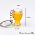 Portachiavi boccale di birra in miniatura in resina con anello in metallo da 3,5 cm - Bicchiere a Vita Sottile