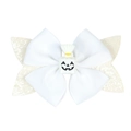 White double-layered Halloween bow hair clip with sequins and ghost resin charm - 8# White Ghost
