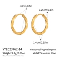 Detailed size chart for gold twisted stainless steel hoop earrings with 1.8cm diameter - 1.8cm Diameter Twisted Style (YYE023762-14)