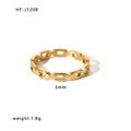Polished 18K gold-plated chain ring detail showing 3mm width and 1.8g weight - US 6 / Chain Design (HF-J1208) / Gold
