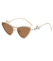 Occhiali da sole cat-eye in metallo dorato con diamanti, lenti marroni, farfalla e stella - Montatura Oro Lente Tè