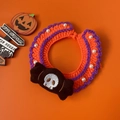 Handgemaakte Halloween gehaakte halsband voor huisdieren met schedelbedel oranje paars - Zwarte Snoep Geest Halsband