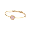 18k gold plated stainless steel cuff bracelet featuring a square pink zircon stone - Light Pink Zirconia (KB120134-KHY)