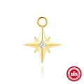 S925 sterling silver gold star pendant with zircon stone on white reflective surface - Single Piece / Gold - Eight-pointed Star