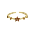 18k gold plated adjustable ring featuring orange zircon flower with beaded band design - January
