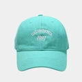 Detail of mint green cotton baseball cap with white CALIFORNIA 1987 embroidery - Adjustable / Teal