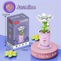 Mini building block toy featuring white jasmine in a pink pot with cartoon horse pattern - 8814-07 Jasmine / 50pcs/Boxed