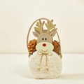 Plush Christmas reindeer candy basket with golden glitter antlers and pine cones - White Gold Reindeer Style