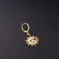 Elegant gold snake-style drop earring featuring a radiant sunburst white zircon inlay - Sun Evil Eye Style (336-10#)