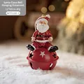 Christmas Santa Claus on red metal bell ornament with star cutouts for tree decor - Large Santa Claus