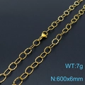 Golden textured O-link chain necklace, 600x66mm size with 7g weight specifications - Gold Textured Necklace (KN197674-Z)