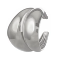 Polished silver double-layered curved ear cuff with glossy metallic mirror finish - Silver Mirror Curved (N-679)