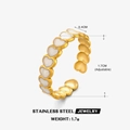 Adjustable 18K gold plated stainless steel ring with white heart enamel inlays - White Heart - 0.4CM Width (ZN856G-1)