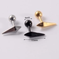 Barbell stud earrings with rhombus head in silver black and gold stainless steel finish - Diamond / 1.2*6mm / Steel