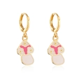 Encantadores pendientes de hongo bañados en oro con esmalte rosa y blanco - Champiñón de corazón rosa y blanco