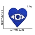 Blue heart evil eye embroidery patch with size measurements in centimeters and inches - Blue Eye 6#