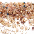 8mm mixed glass beads variant with champagne, bronze, and blue sea star shapes - Champagne Brown