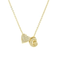 Gold balloon heart pendant with crystal letter G on a delicate O-chain necklace - Letter G