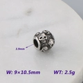 Silver skull bead for DIY bracelets featuring a 3.9mm hole and detailed metal relief - Multi-face Skull Round Bead Style (KLJ9078-KJX)