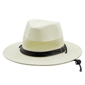 White breathable straw fedora sun hat with mesh stitching and black decorative band - M(56-58cm) / Creamy White