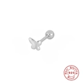 Detailed macro view of S925 sterling silver butterfly stud earring with screw back - Style 8 (Single) - Butterfly
