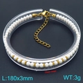 Pulsera vintage de cuentas de vidrio de 3mm con detalles dorados y cierre langosta - 180mm x 3mm / Dorado 3mm