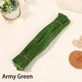 Army green dense chenille stems for DIY crafts bundled with elastic bands - Approx 100Pcs (High Density) / Army Green