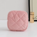 Rosa gesteppte Cord-Sanitärtasche für Damen mit weißem Reißverschluss für die Reise - Cord-Rosa