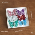 Set di sei farfalle glitterate colorate con clip in metallo in una scatola regalo - Farfalla Colorata Stile B