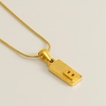 Golden stainless steel rectangle necklace with letter B pendant in sandblasted finish - Gold Letter B
