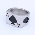 Anello da uomo in acciaio inossidabile con asso di picche e stile punk vintage - US 7 / Color Acciaio