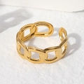 Adjustable golden titanium steel ring featuring a sophisticated chain style link design - Gold-Link Chain