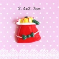 Detail of 2.4x2.7cm red Christmas resin gift bag with green bow for DIY crafts - Gift Bag - No Glitter