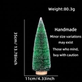 Detail of 35cm mini green cedar tree with white snow flocking and solid wood base - No Packaging / 35CM Grass Green