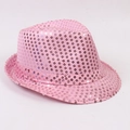 Pink sequined jazz top hat for stage performances and party costumes with shiny finish - Pink / 58cm (Adult)