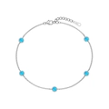 Minimalist S925 sterling silver bracelet with five blue opal round gemstones and adjustable chain - 925 Silver / White Gold Blue
