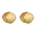 Gedetailleerde weergave van gouden schelpoorringen met verticale ribbels op wit - Stijl B: Goud 1 Paar