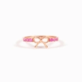 Élégante bague nœud en argent S925 plaqué or rose avec zircons roses brillants - Taille US 8 / Champagne