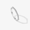 Minimalist S925 sterling silver stacking ring with inlaid micro-pave diamonds in silver - US 6 / Silver Polygon Row