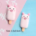 Pink pig popsicle resin charm for DIY phone cases, measuring 1.5x3.5cm for crafts - Little Pig Popsicle