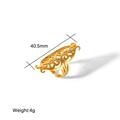 Vintage 18K gold-plated stainless steel open ring with hollow design and 40.5mm length - Gold