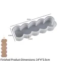Detail of wave-shaped silicone mold with dimensions and finished candle sample - Style 1 Long Strip-Large / Semi-transparent White