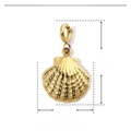 Detailed parameter view of a gold shell pendant showing 21mm height and 12mm width - Shell (YF253x3)