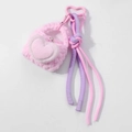 Ciondolo borsa a cuore rosa in peluche con cordino intrecciato e moschettone a cuore - Portachiavi Borsa Portaoggetti Cuore Rosa