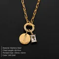 DIY 14K gold plated stainless steel initial necklace with crystal charms - Letter I / Gold