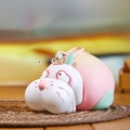 Cute peach-shaped pig figurine pendant with pink gradient and keychain attachment - 1224-3 Peach Kobito