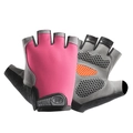 Pink and gray cycling gloves with breathable mesh and anti-slip padded palms - Upgraded Silicone Shock Absorption Pink