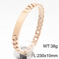 Rose gold polished stainless steel ID bracelet with adjustable link chain strap 230mm - 10mm Width / Rose Gold