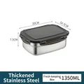 Rectangular 1350ML 316 stainless steel food container with airtight lid 20x14.7x7.5cm - 1350ML Rectangular Fresh-keeping Box With Lid