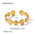 Minimalist 18k gold plated stainless steel hammered link ring for women with open band - Hammered Round Open Ring / Gold